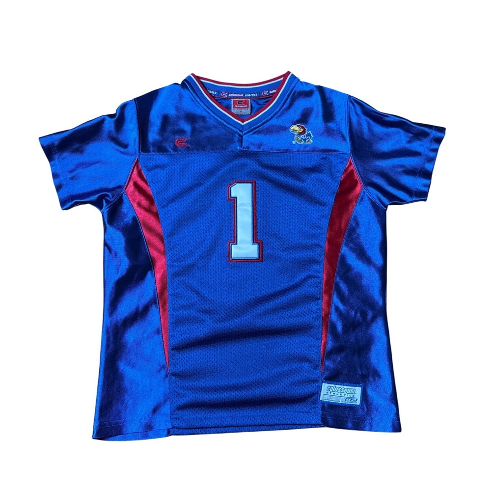Colosseum Kansas Jayhawks Jersey Kids Blue Short Sleeve Athletic SIZE M